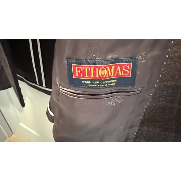 E.thomas Blazer 46R Jos A Bank Reserve Micro Checked Wool Cashmere - Picture 5 of 11